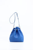 SCORE! Sarah Jean Crossbody Large BoHo Bucket Bag - Royal Blue and White