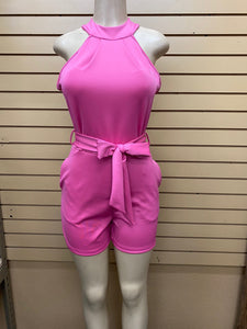 Belted Romper Pink