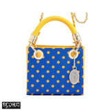 SCORE! Jacqui Classic Top Handle Crossbody Satchel - Royal Blue and Yellow Gold