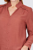 V-neck Button Down Woven Top