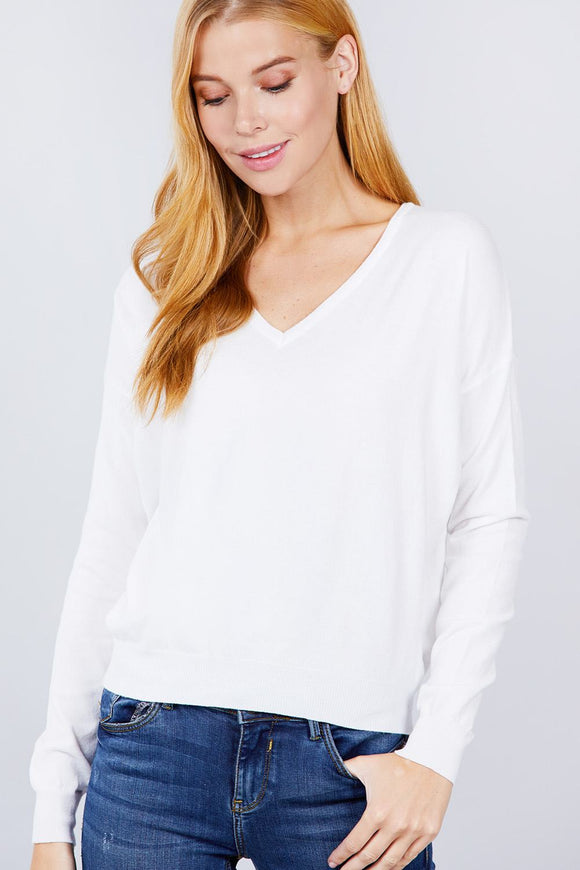 V-neck Back Cross Sweater