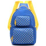 SCORE! Natalie Michelle Large Polka Dot Designer Backpack - Royal Blue and Yellow Gold