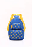 SCORE! Natalie Michelle Large Polka Dot Designer Backpack - Royal Blue and Yellow Gold