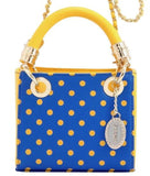 SCORE! Jacqui Classic Top Handle Crossbody Satchel - Royal Blue and Yellow Gold