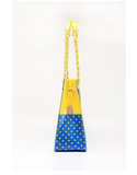 Presale Andrea Large Clear Designer Tote for School, Work, Travel - Imperial Blue and Yellow Gold May 15th