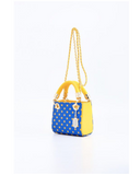 Presale Jacqui Classic Top Handle Crossbody Satchel - Royal Blue and Yellow Gold May 15th