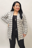 Grey Black Plaid, long body cardigan