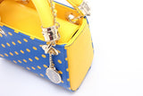 SCORE! Jacqui Classic Top Handle Crossbody Satchel - Royal Blue and Yellow Gold