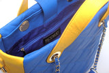 SCORE!'s Kat Travel Tote for Business, Work, or School Quilted Shoulder Bag - Imperial Royal Blue and Yellow Gold