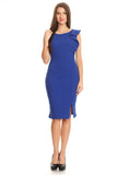 Royal Blue Ruffle Shoulder Dress