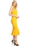 Mustard Mock Halter Dress