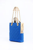 SCORE!'s Kat Travel Tote for Business, Work, or School Quilted Shoulder Bag - Imperial Royal Blue and Yellow Gold