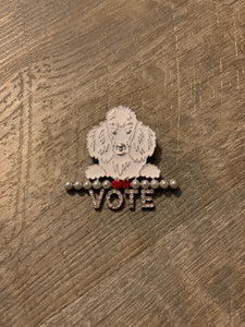 Poodle Vote pin silver