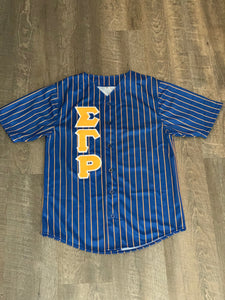 Baseball Jersey Royal w/ Gold Stripes