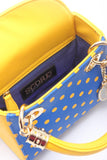 SCORE! Jacqui Classic Top Handle Crossbody Satchel - Royal Blue and Yellow Gold