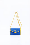 SCORE! Eva Designer Crossbody Clutch- Royal Blue and Gold Yellow