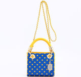 SCORE! Jacqui Classic Top Handle Crossbody Satchel - Royal Blue and Yellow Gold